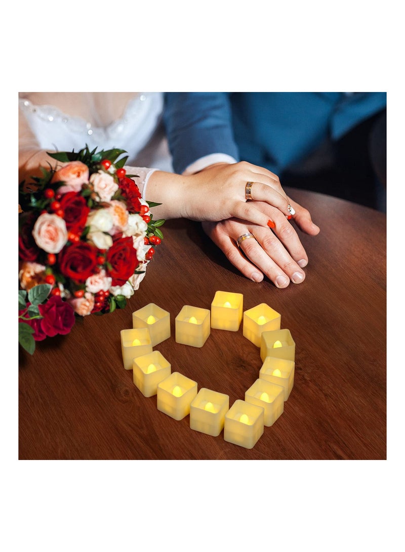 Flameless LED Tea Lights with Timer 12Pcs Battery Operated Flickering Mini Square Tealight Candles Bulk Set for Wedding Party Table Centerpieces Special Night Indoor Outdoor Decor  - Image 4