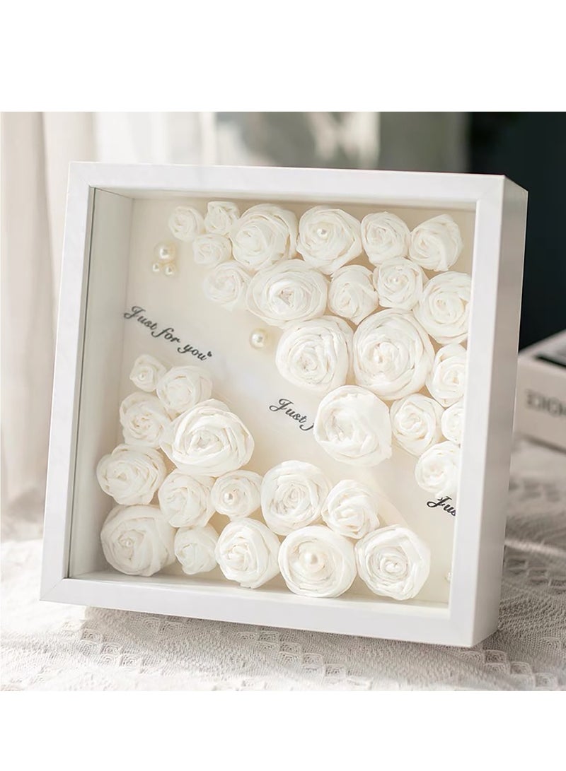 2pcs Shadow Box Frame Display Case 8x8'', Dried Flower Photo Frame, 3D Picture Frame Display Case Deeper 3cm with Transparent Acrylic Panel for Photos, DIY Crafts, Wedding Souvenir (White 8x8)  - Image 4