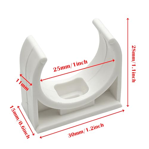 NGe 1 Inch(25mm) Dia PVC U Shaped Pipe Fitting Clamps Clips Water Tube Holder for Water Supply White 50pcs(25mm) - Image 5