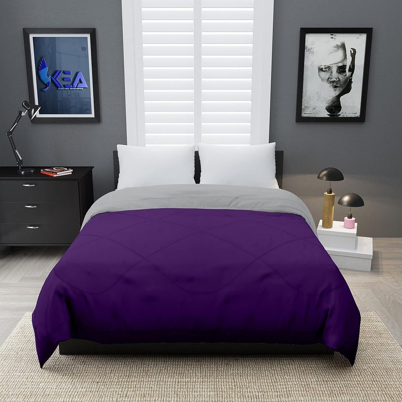 KEA KEA Microfibre Reversible Single Bed ComforterDuvet for All Weather Purple Grey 250GSMComforter Single  - Image 2