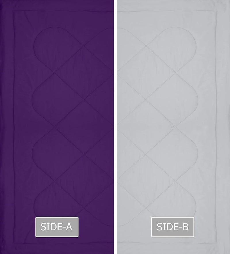 KEA KEA Microfibre Reversible Single Bed ComforterDuvet for All Weather Purple Grey 250GSMComforter Single  - Image 4