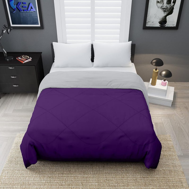 KEA KEA Microfibre Reversible Single Bed ComforterDuvet for All Weather Purple Grey 250GSMComforter Single  - Image 3