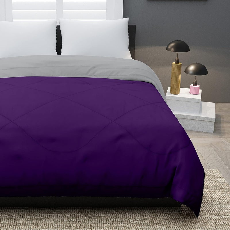 KEA KEA Microfibre Reversible Single Bed ComforterDuvet for All Weather Purple Grey 250GSMComforter Single  - Image 5