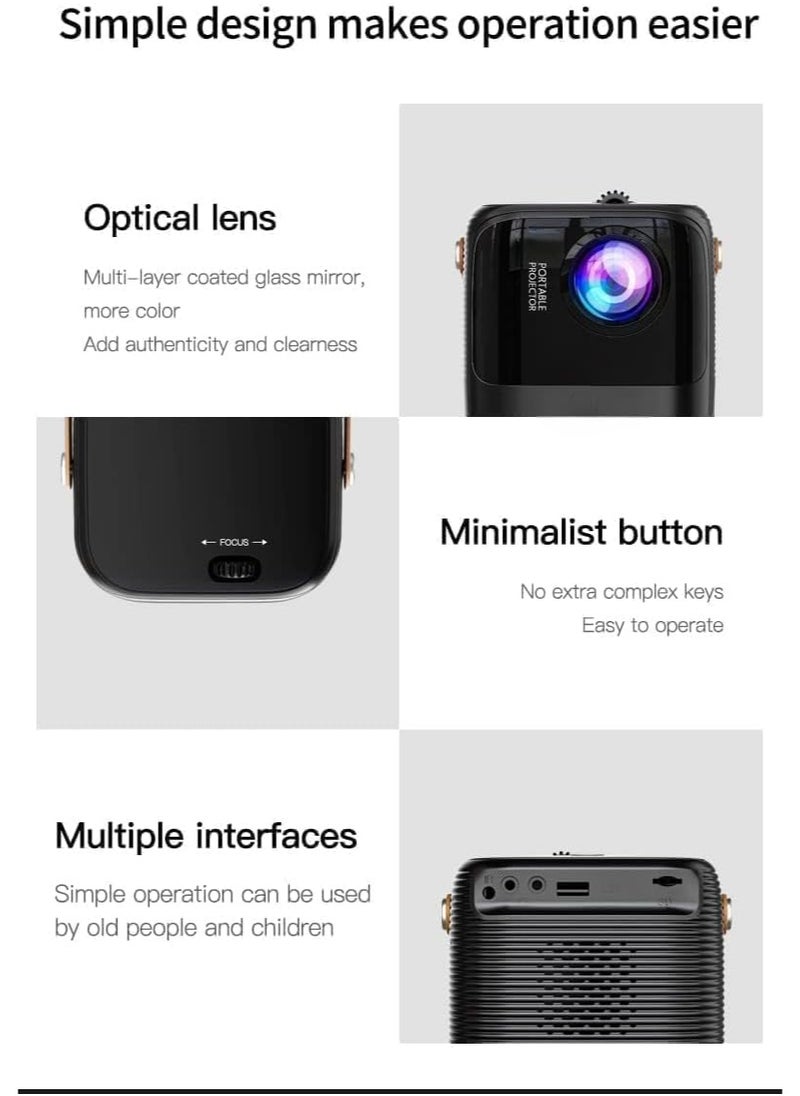 Umiio Smart Screen Projector: 5G WiFi, Bluetooth, Quadrangle Trapezoid Design, 1080P Android Projection for Movies, Music, TV, and Gaming (A009-Q1, Black)  - Image 3