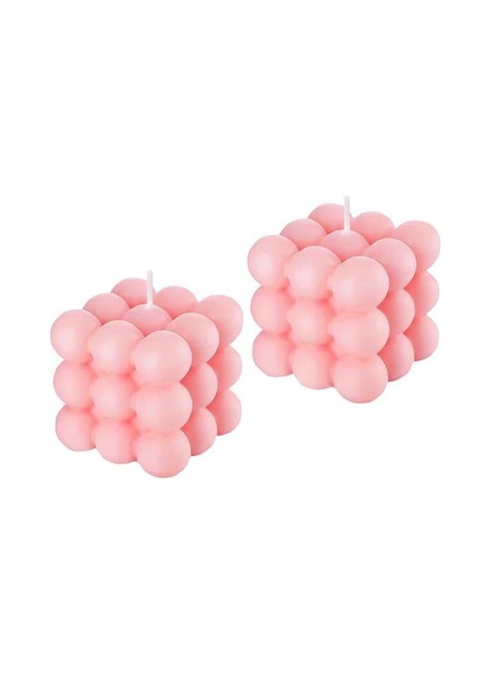 Bubble Bubble Candles Rose Scented Pink Cube Candle, Floating Shelves Bubble Shaped Small Candles, Boho Home Office Danish Pastel Trendy Room Decor Candles Gifts for Women  - Image 1
