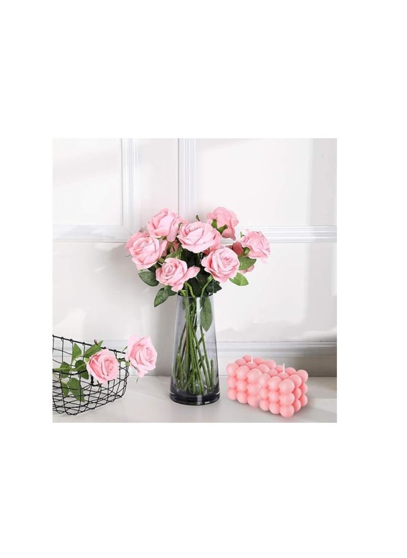 Bubble Bubble Candles Rose Scented Pink Cube Candle, Floating Shelves Bubble Shaped Small Candles, Boho Home Office Danish Pastel Trendy Room Decor Candles Gifts for Women  - Image 2