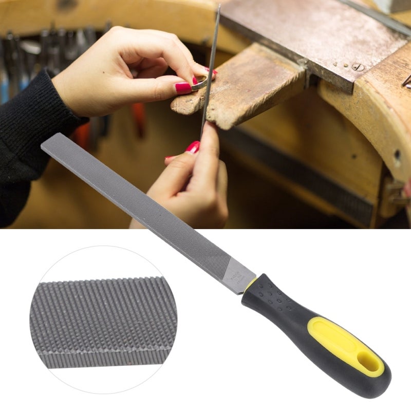 8in Flat Mill Steel File Grinding Blade with Handle Sharpening Shaping Tool for MetalCoarse Teeth File - Image 2