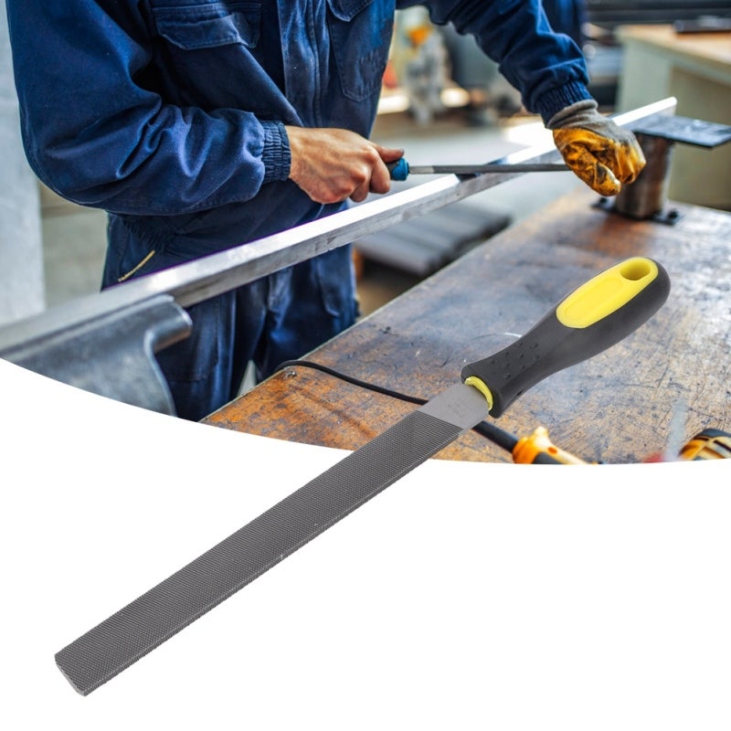 8in Flat Mill Steel File Grinding Blade with Handle Sharpening Shaping Tool for MetalCoarse Teeth File - Image 3