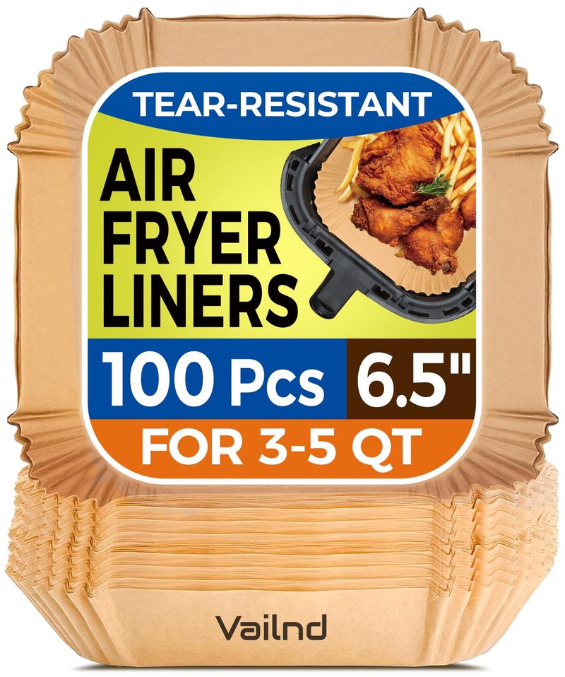 Air Fryer Paper Liners Disposable 100PCS NonStick Air Fryer Parchment Paper Food Grade Baking Sheets for Baking Roasting Microwave