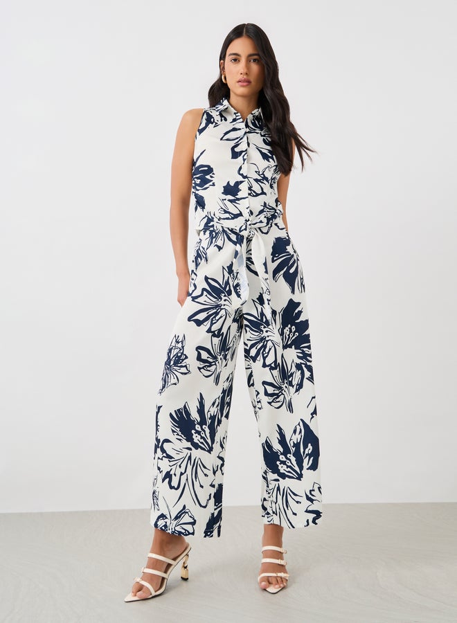 Styli Styli All-Over Floral Print Wide Leg Pants with Elasticated Waistband  - Image 1