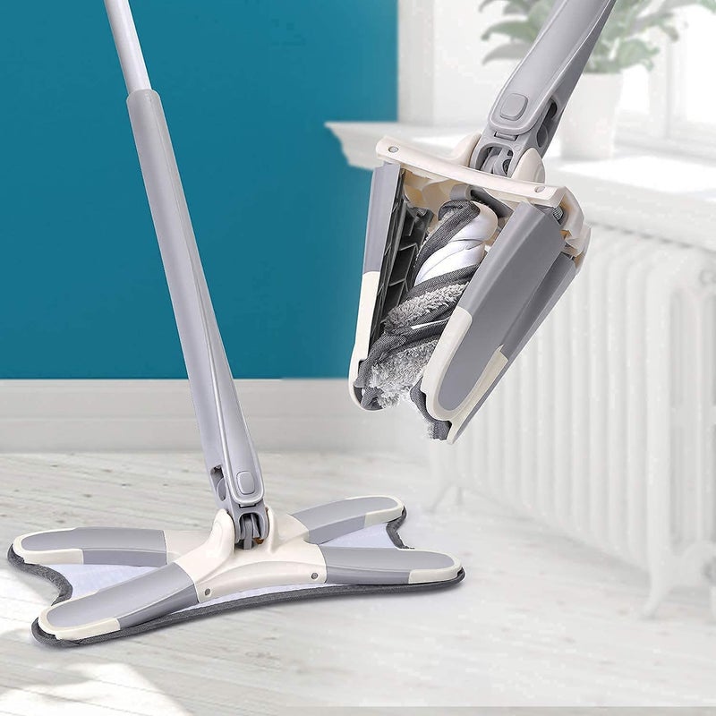 CELLEBII X Shape HandsFree Squeeze Microfiber Flat Spin Mop System Mop Set with Microfiber Washable Pad Best 360 Degree Easy Floor Cleaning for Home Office Dust Mop with Self Wringing - Image 1