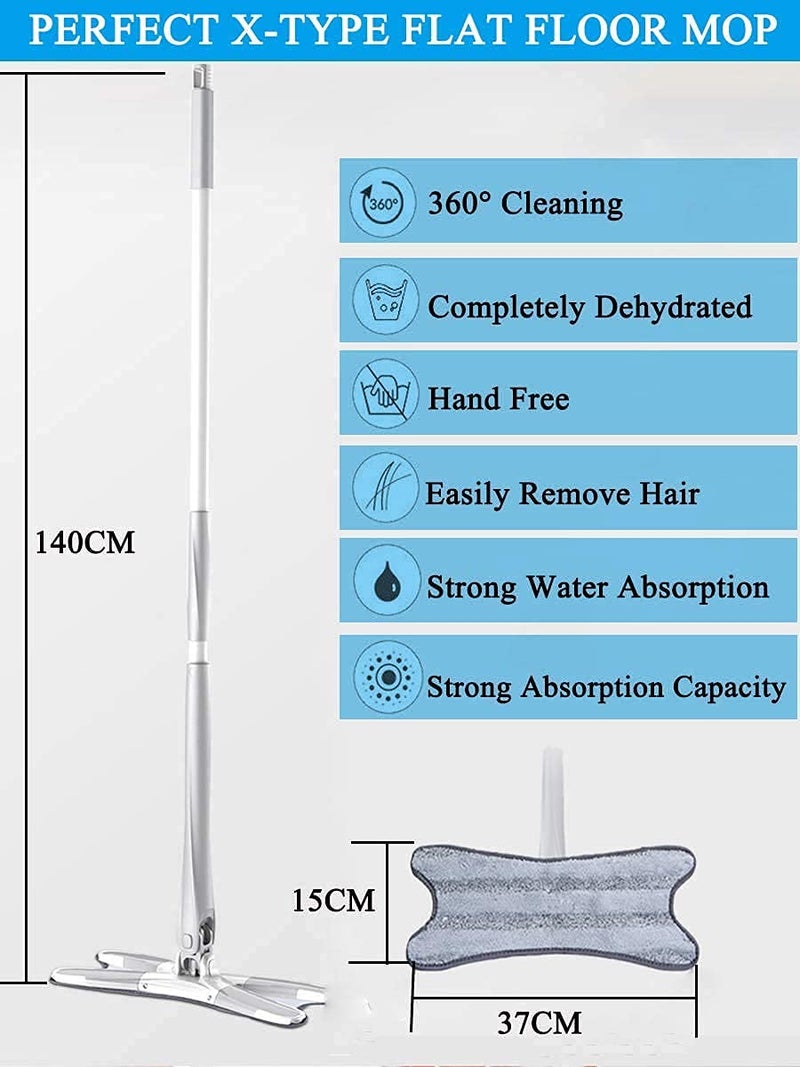 CELLEBII X Shape HandsFree Squeeze Microfiber Flat Spin Mop System Mop Set with Microfiber Washable Pad Best 360 Degree Easy Floor Cleaning for Home Office Dust Mop with Self Wringing - Image 5