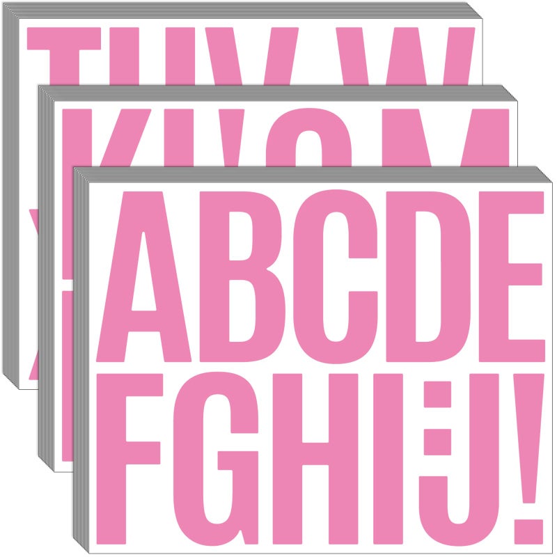 Bemeol 36 Sheets Letter Stickers 3 Inch Vinyl Letters Alphabet Stickers Self Adhesive Stick On Letters For School Office Home Bulletin Boards Mailbox Decor(Pink,3Inch) - Image 1