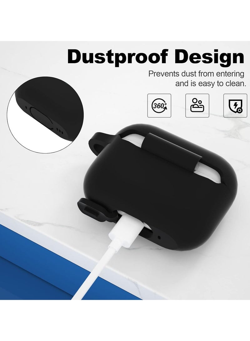 ACLIX AirPods Pro 2nd Generation Case Cover, Protective Silicone Skin Accessories with Keychain for Apple AirPods Pro Generation 2, Front LED Visible, black - Image 3