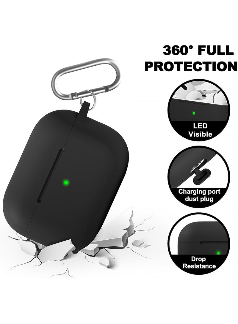 ACLIX AirPods Pro 2nd Generation Case Cover, Protective Silicone Skin Accessories with Keychain for Apple AirPods Pro Generation 2, Front LED Visible, black - Image 2