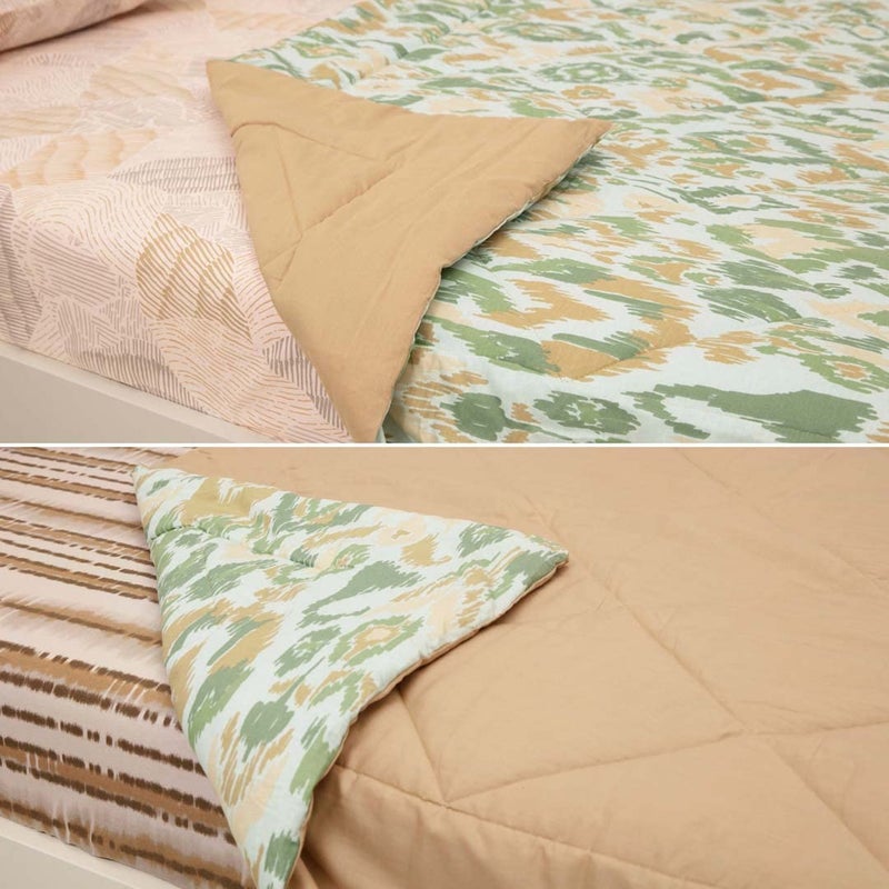Sleepwell SleepX 100% Soft Mercerised Cotton Reversible Microfiber Comforter - Diamond Quilting- Double 104"X88" - Candied Ginger - Image 4