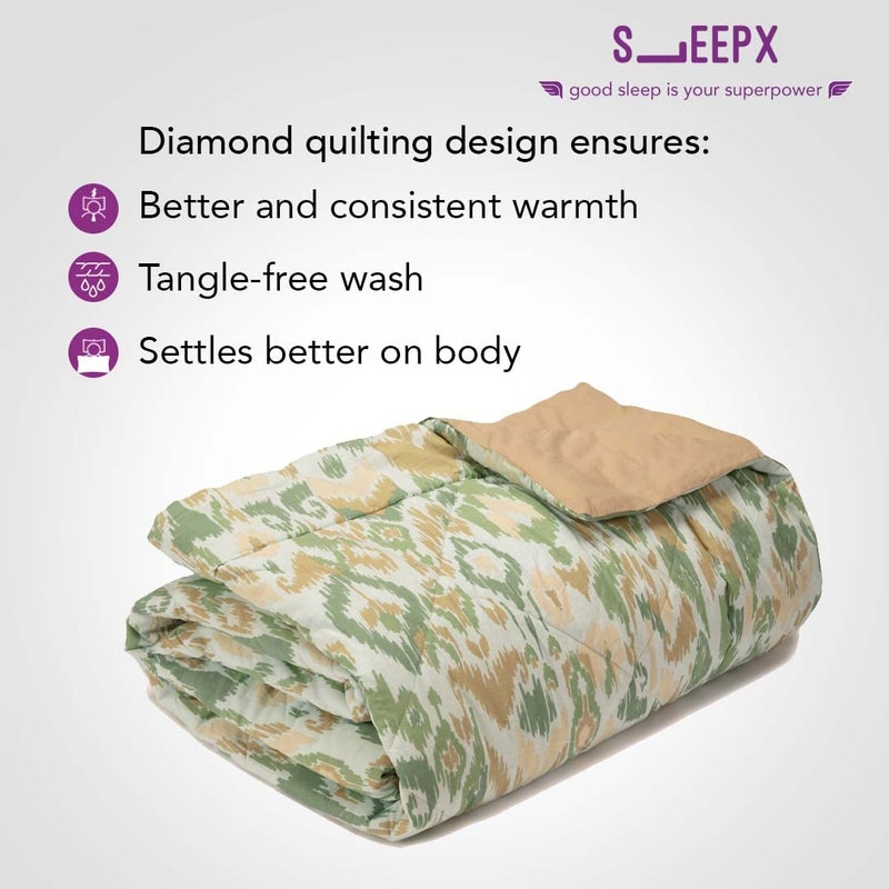 Sleepwell SleepX 100% Soft Mercerised Cotton Reversible Microfiber Comforter - Diamond Quilting- Double 104"X88" - Candied Ginger - Image 5