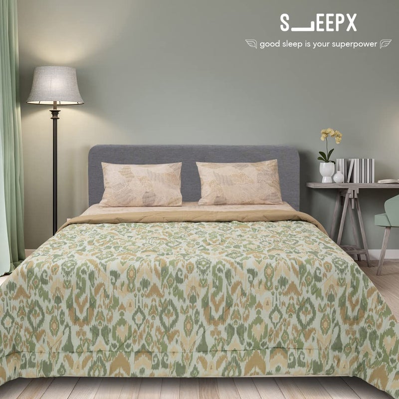 Sleepwell SleepX 100% Soft Mercerised Cotton Reversible Microfiber Comforter - Diamond Quilting- Double 104"X88" - Candied Ginger - Image 3