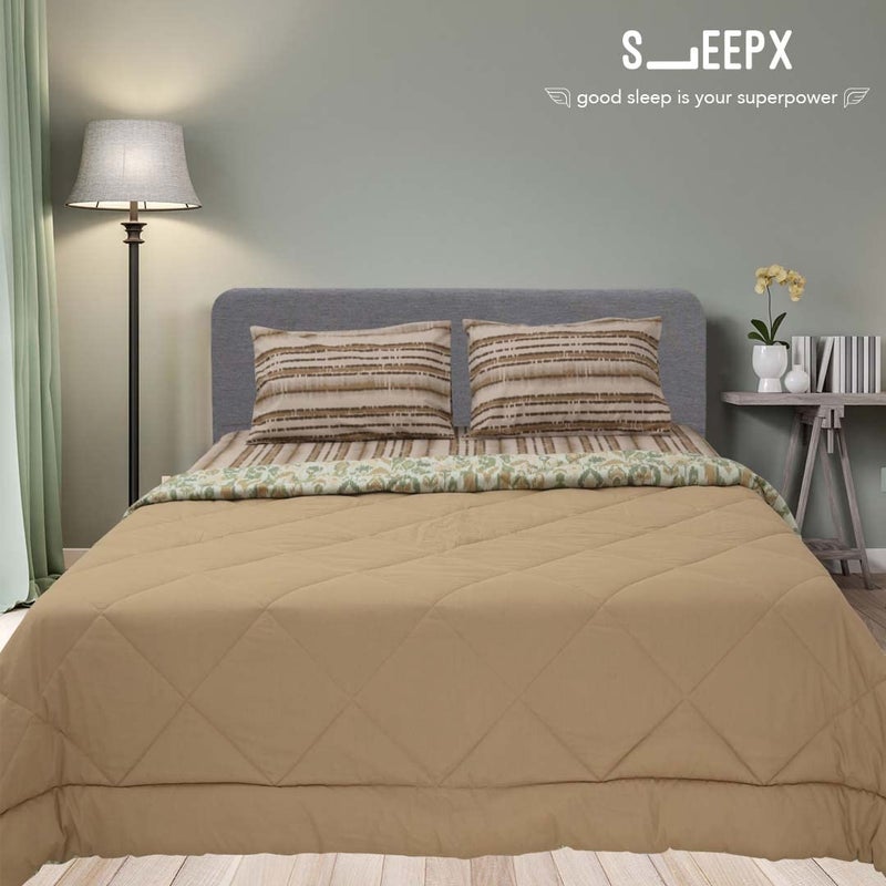 Sleepwell SleepX 100% Soft Mercerised Cotton Reversible Microfiber Comforter - Diamond Quilting- Double 104"X88" - Candied Ginger - Image 2