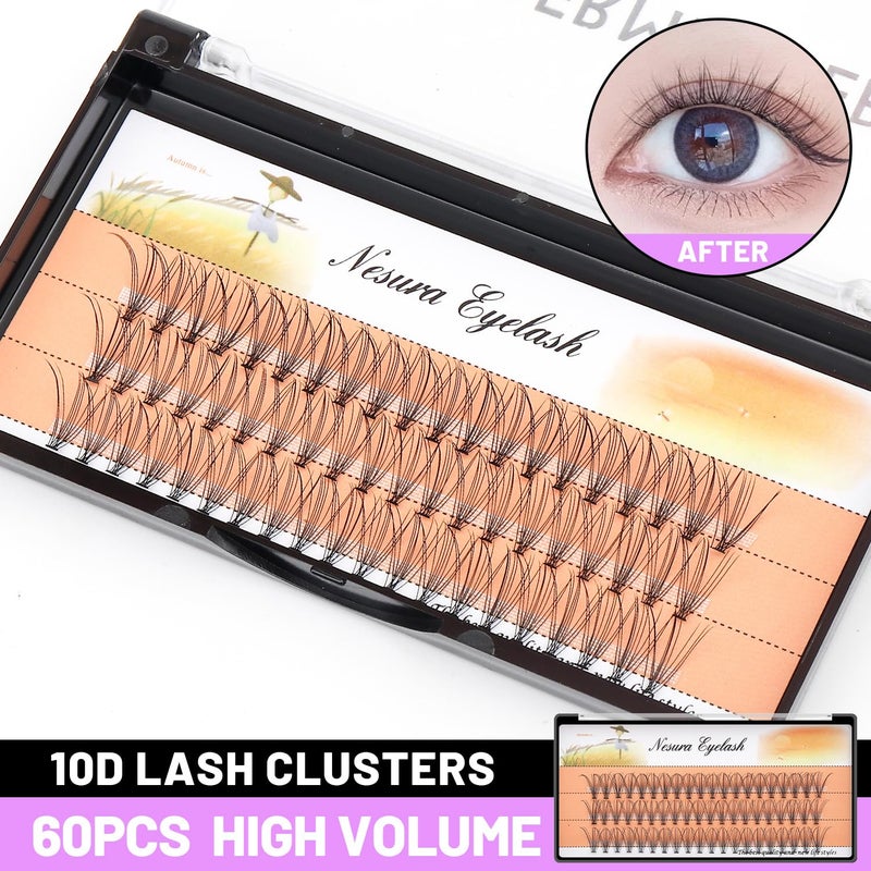 BODERMINCER 10D 60pcs Black Handmade False Eyelashes Natural Long Individual Eyelashes Extension Fake Lashes Makeup Beauty Cosmetic (15mm) - Image 2