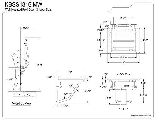 Kingston Brass KBSS1816 Adascape-Shower-Seat, Brushed Stainless Steel - Image 3