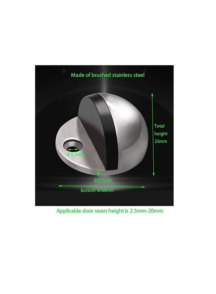 MAFRA Half Moon Oval Floor Door Stopper Solid Stainless Steel Door Stop and Rubber Bumper 1 Pcs (Silver) - Image 3