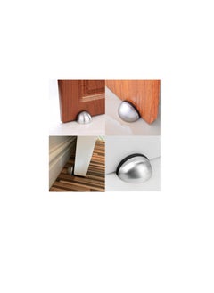 MAFRA Half Moon Oval Floor Door Stopper Solid Stainless Steel Door Stop and Rubber Bumper 1 Pcs (Silver)  - Image 2