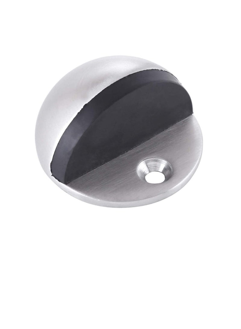MAFRA Half Moon Oval Floor Door Stopper Solid Stainless Steel Door Stop and Rubber Bumper 1 Pcs (Silver) - Image 1