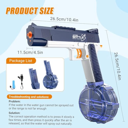 Storio Rechargeable Electric Battery Operated Holi Pichkari Water Gun Toy for Kids | Desert Burst with Drum & Cartridge| Upto 30Ft Shooting Range| High Pressure Mechanism,Water Gun Toy for Holi - Image 3