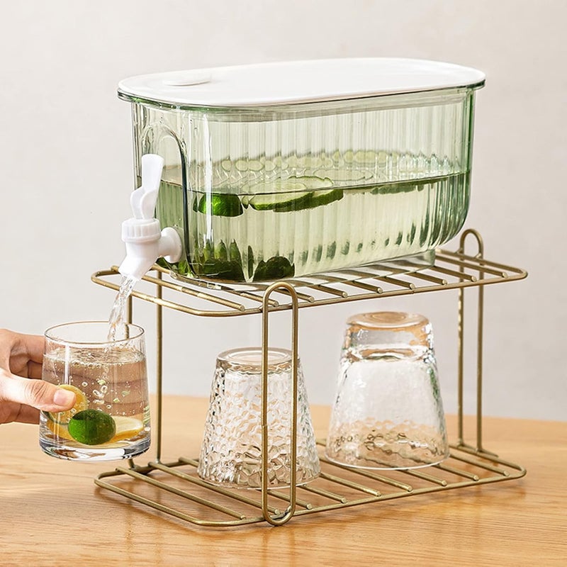 Tnfeeon Cold Water Drink Bucket, 2.5 Gallon Large Capacity Clear Beverage Container Drink Dispenser with Faucet for Fridge Smooth Water Drainage (Green) - Image 4