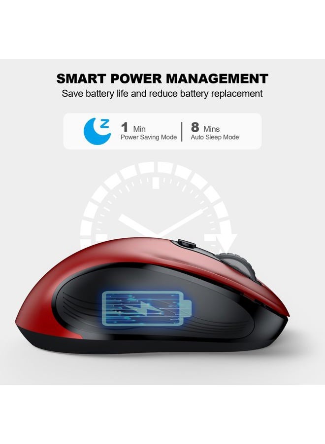 WISFOX 2.4G Wireless Mouse for Laptop, Ergonomic Computer Mouse with USB Receiver and 3 Adjustable Levels, 6 Button Cordless Mouse Wireless Mice for Windows Mac PC Notebook (Red) - Image 4