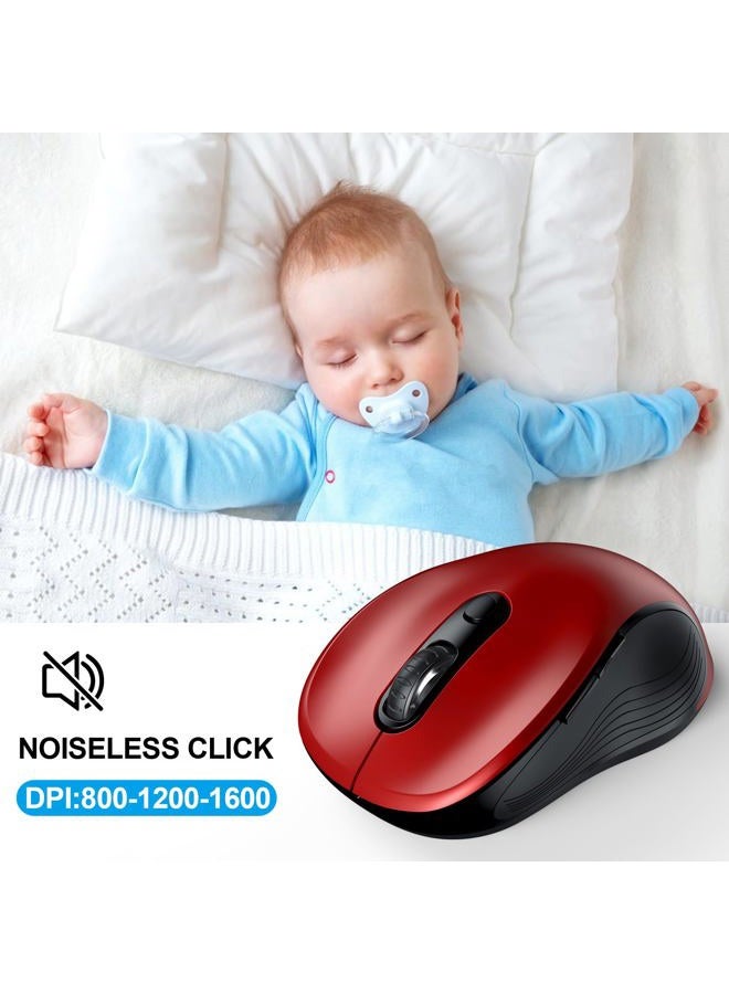 WISFOX 2.4G Wireless Mouse for Laptop, Ergonomic Computer Mouse with USB Receiver and 3 Adjustable Levels, 6 Button Cordless Mouse Wireless Mice for Windows Mac PC Notebook (Red) - Image 3