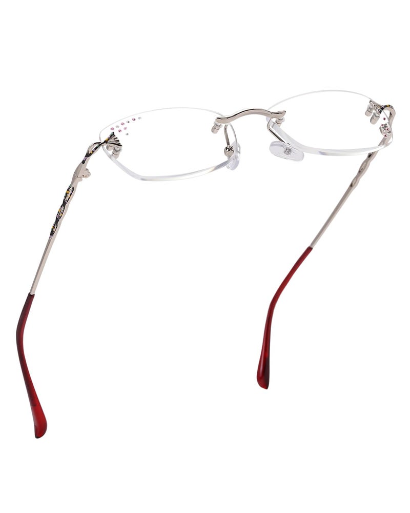 LUFF Rimless Reading Glasses for Women Fashion Diamond Cutting Frameless GlassesStylish Ultralight Metal Frameless Reader10X