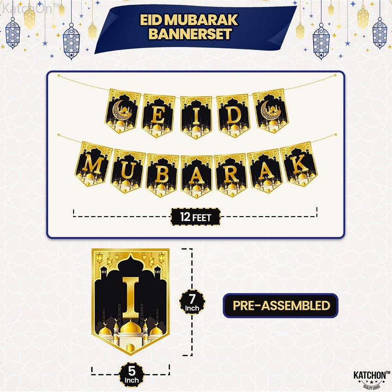 KATCHON Eid Mubarak Party Garland – Islamic Eid Decoration Garland for Iftar Dinner Parties – Pack of 1 - Image 2