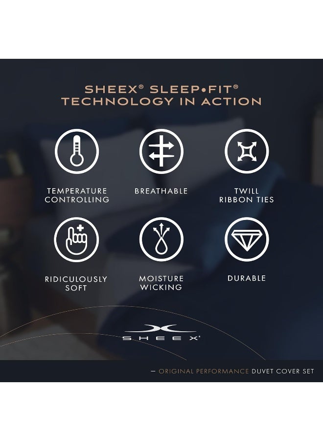 SHEEX - Original Performance Cooling Duvet Cover, Light-Weight, Ultra-Soft, Breathable Fabric Releases Body Heat for Superior Comfort, Pearl Blue, King  - Image 2