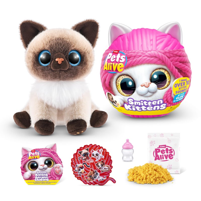 Pets Alive Smitten Kittens Surprise Siamese Cat Mooloo by ZURU Nurture Play Soft Toy Unboxing Adopt Interactive 10 Sounds - Image 3