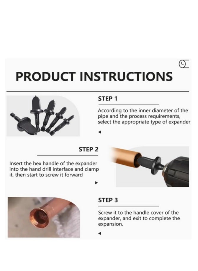 HVAC أنبوب النحاس أداة اشتعال ،  5PCS حفر بت مجموعة أنابيب النحاس توسع بت لإصلاح مكيف الهواء ، وتشمل 3/4 5/8 1/2 3/8 و 1/4 ، هيكس شانك لحفر التأثير وحفر الطاقة - Image 2
