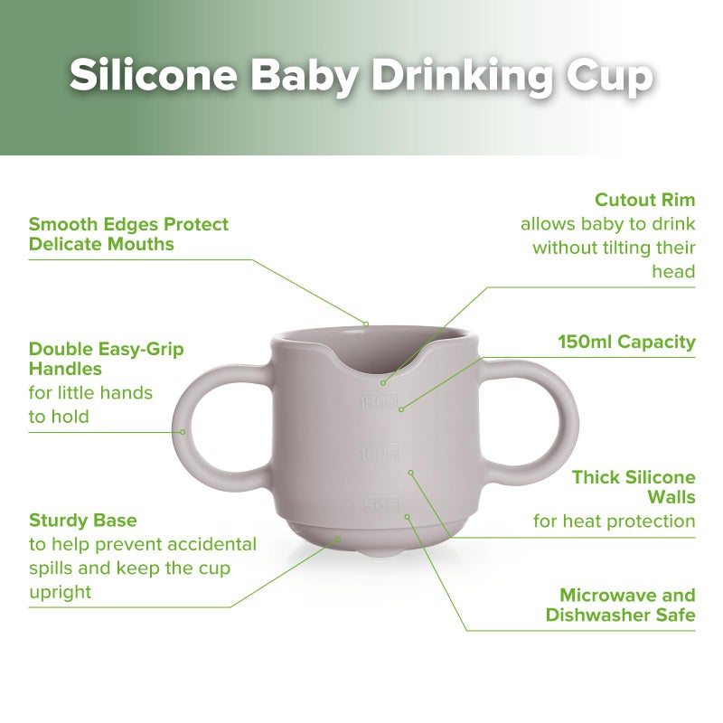 haakaa Silicone Toddler Cups, BPA Free Drop-Proof Training Open Cups for Baby 6 Months+, 5 Ounce (Suva Grey) - Image 4