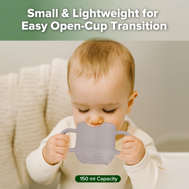 haakaa Silicone Toddler Cups, BPA Free Drop-Proof Training Open Cups for Baby 6 Months+, 5 Ounce (Suva Grey) - Image 2