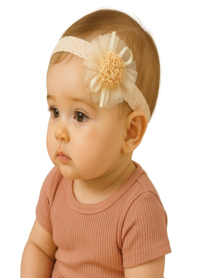 ANNACREATIONS ANNA CREATIONS 3 Pcs Baby Headbands – Soft Flower & Bow Shape Hair Bands for Baby Girls & Boys – Comfortable Elastic Patti Hair Accessories for Infants, Newborns & Toddlers - Image 5