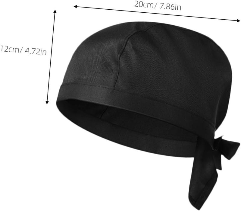 2Pcs Black Chef Hats Kitchen Skull Caps Catering Headwear for Chefs Cooks Bakers Reusable Cloth Caps for Restaurant Shop and BBQ - Image 2