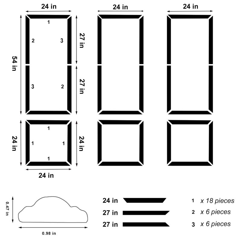 TRAIN2 ART Peel and Stick Wall Molding Kit,6 Sets Pre-Cut Wainscoting Panels for Interior Wall Moulding Decor,Pre Made Wainscoting Wall Panel for Home Decoration Accent Wall (24x54in) - Image 2