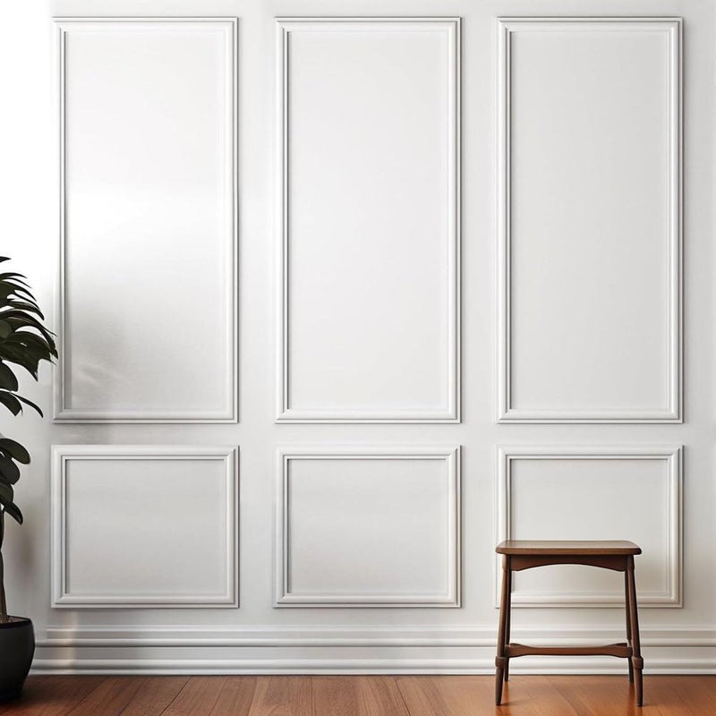 TRAIN2 ART Peel and Stick Wall Molding Kit,6 Sets Pre-Cut Wainscoting Panels for Interior Wall Moulding Decor,Pre Made Wainscoting Wall Panel for Home Decoration Accent Wall (24x54in) - Image 1