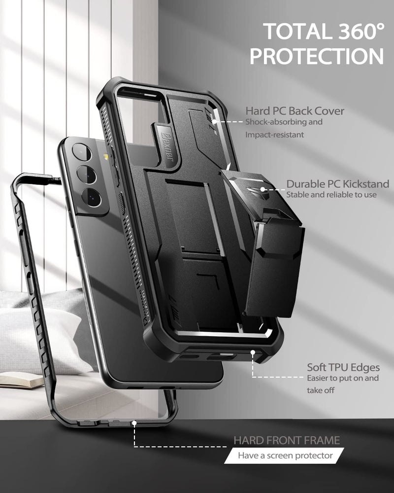 Dexnor for Samsung Galaxy S22 Plus Case, [Built in Screen Protector and Kickstand] Heavy Duty Military Grade Protection Shockproof Protective Cover for Samsung Galaxy S22 Plus 5G,Black - Image 5