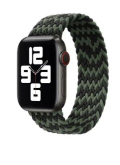 Nylon Braided Solo Loop Sports Band Strap For Apple Watch 42/44mm Large Green/Black