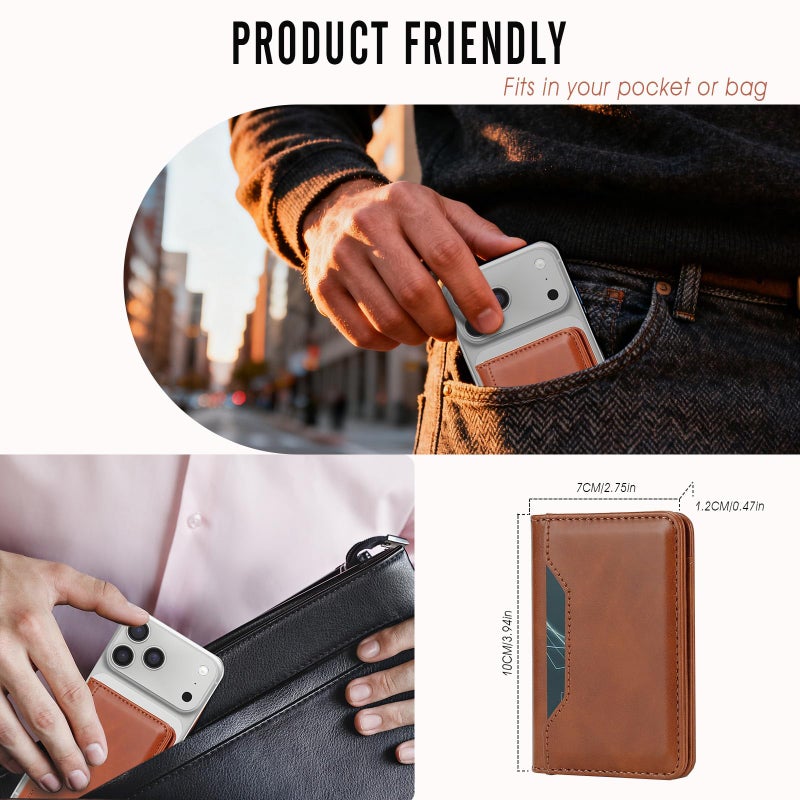 ASAPDOS For MagSafe Wallet,Magnetic Card Holder RFID Blocking Wallet with 5 Card Slots & Cash Pocket For iPhone 17/16/ 15/14/ 13/12/ Pro/Max/Plus/Air Brown - Image 5