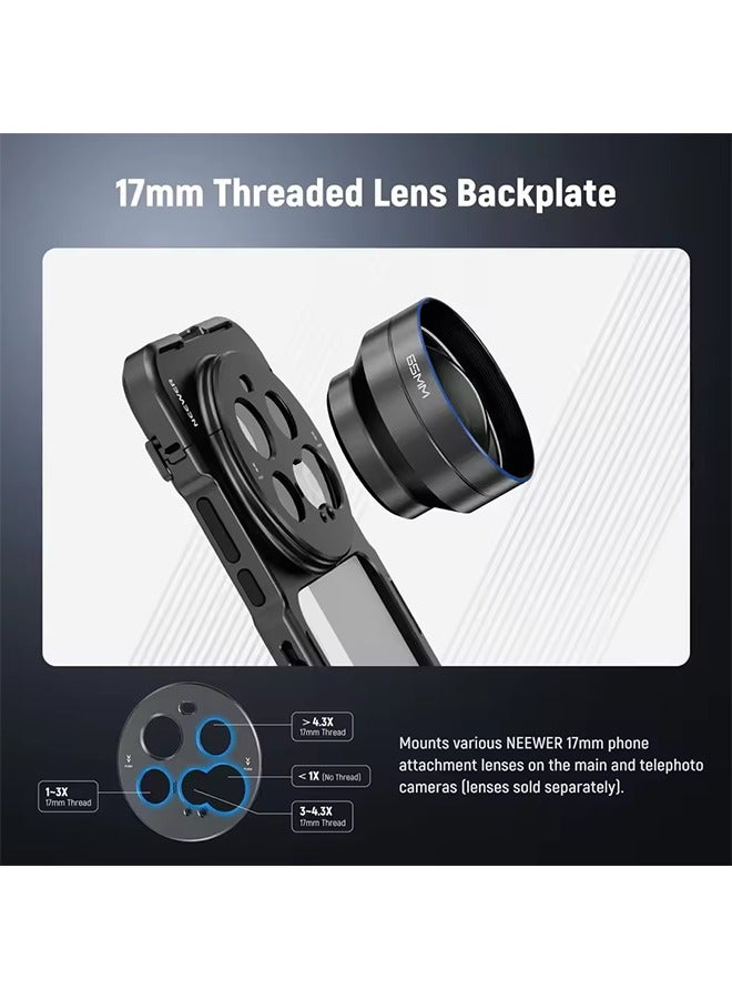 NEEWER 15 Ultra Cage, Quick Release Video Rig Case Phone Stabilizer Holder For Xiaomi 15 Ultra with 67mm Filter Adapter - Image 5