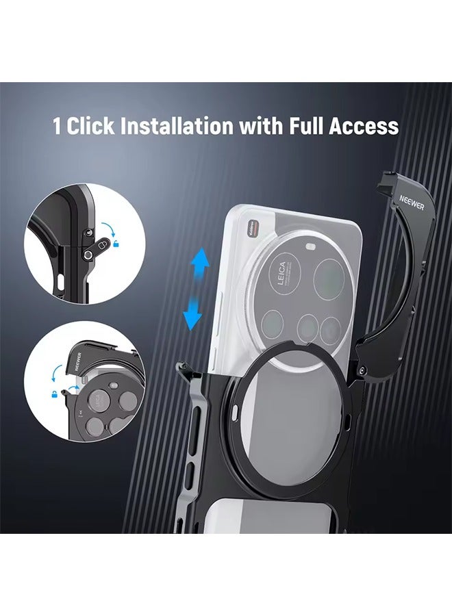 NEEWER 15 Ultra Cage, Quick Release Video Rig Case Phone Stabilizer Holder For Xiaomi 15 Ultra with 67mm Filter Adapter - Image 3
