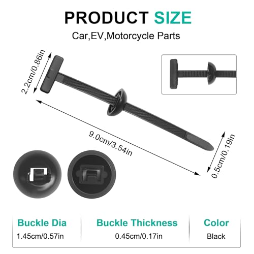KHPHEIY 150Pcs Nylon Universal Cable Tie Buckle - New Multifunctional Nylon Zip Ties, Heavy Duty Plastic Rivet T Zip Ties Style, for Daily Maintenance And Fixing Of Automobiles - Image 2
