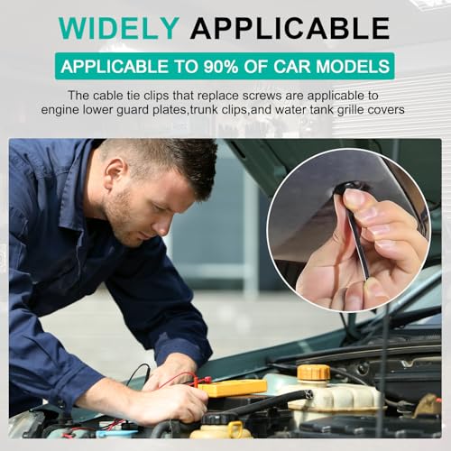 KHPHEIY 150Pcs Nylon Universal Cable Tie Buckle - New Multifunctional Nylon Zip Ties, Heavy Duty Plastic Rivet T Zip Ties Style, for Daily Maintenance And Fixing Of Automobiles - Image 3